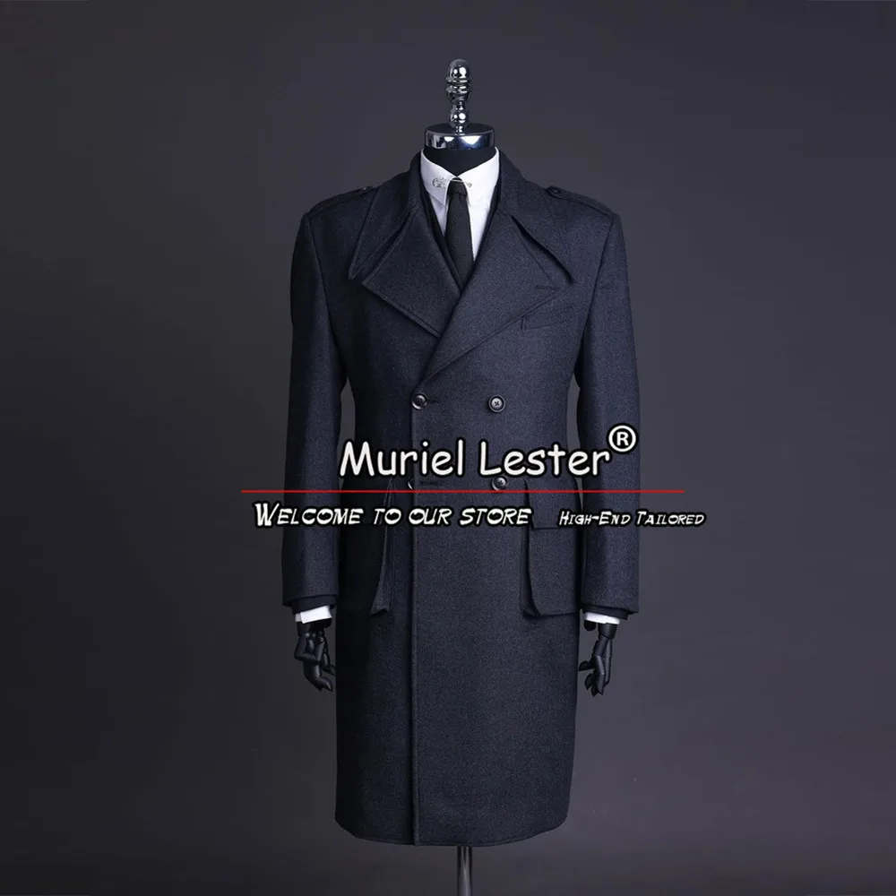 

Autumn/Winter Man Trench Coat Long Double Breasted Men's Suit Jackets Plus Size Tweed Woolen Blend Overcoat Male Outwear Blazer