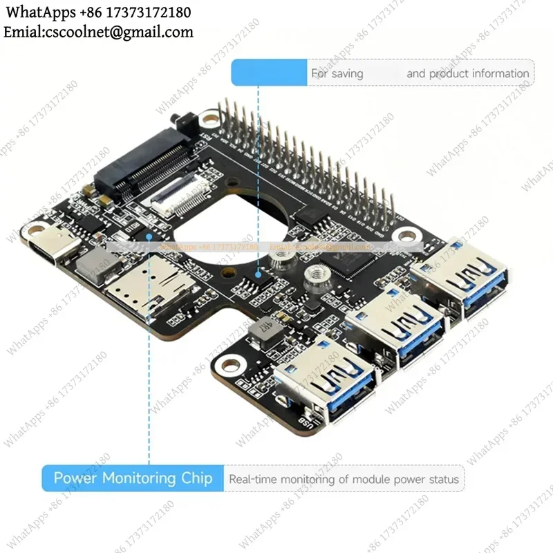 PCIe To M.2 4G/5G And USB 3.2 HAT Expansion Board For Raspberry Pi 5 Simcom Quectel