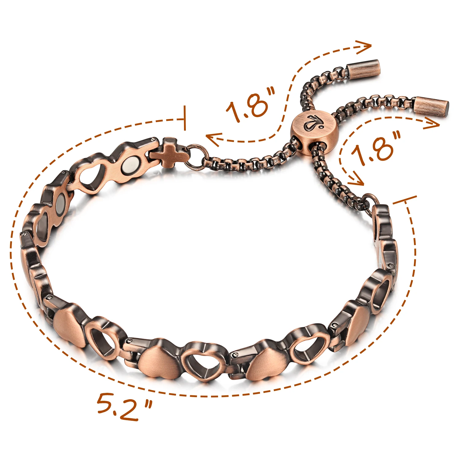 

WelMag Pure Copper Magnetic Bracelets For Women Bio Energy Health Female Girls Fashion Jewerly 2023 Christmas Gifts