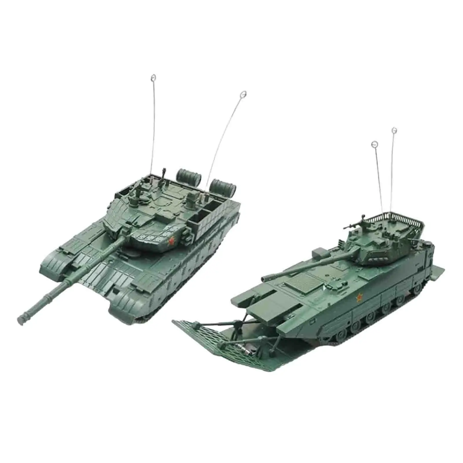 2 Pieces 1:72 Scale Tank Chariot Model DIY Assemble Armored Tank Toy for Tabletop Decor Collectibles Table Scene Adults Gift