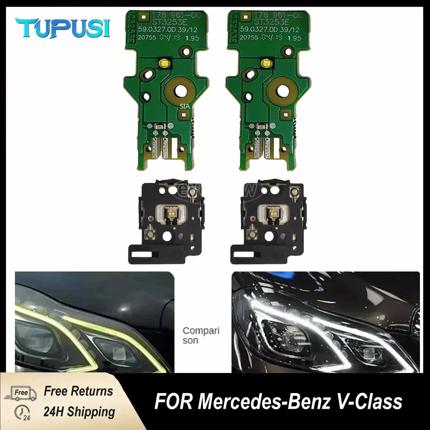 

Белый свет для Mercedes-Benz V-Class W447 Vito V250 V260 2016-2021, автомобильная фара, чип DRL, светодиодная плата, чип источника света