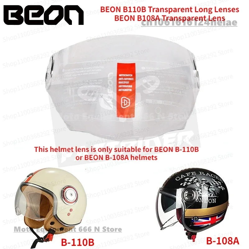 Original BEON B108A Motorcycle Half Helmet Visor B110 Helmet Anti-UV Motorbike Lens Helmet Accessories