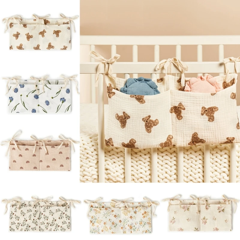 39x20cm 1PCS Large Baby Crib Storage Bag Cotton Multifunctional Newborn Bed Headboard Organizer For Kids Baby Bedding Diaper Bag