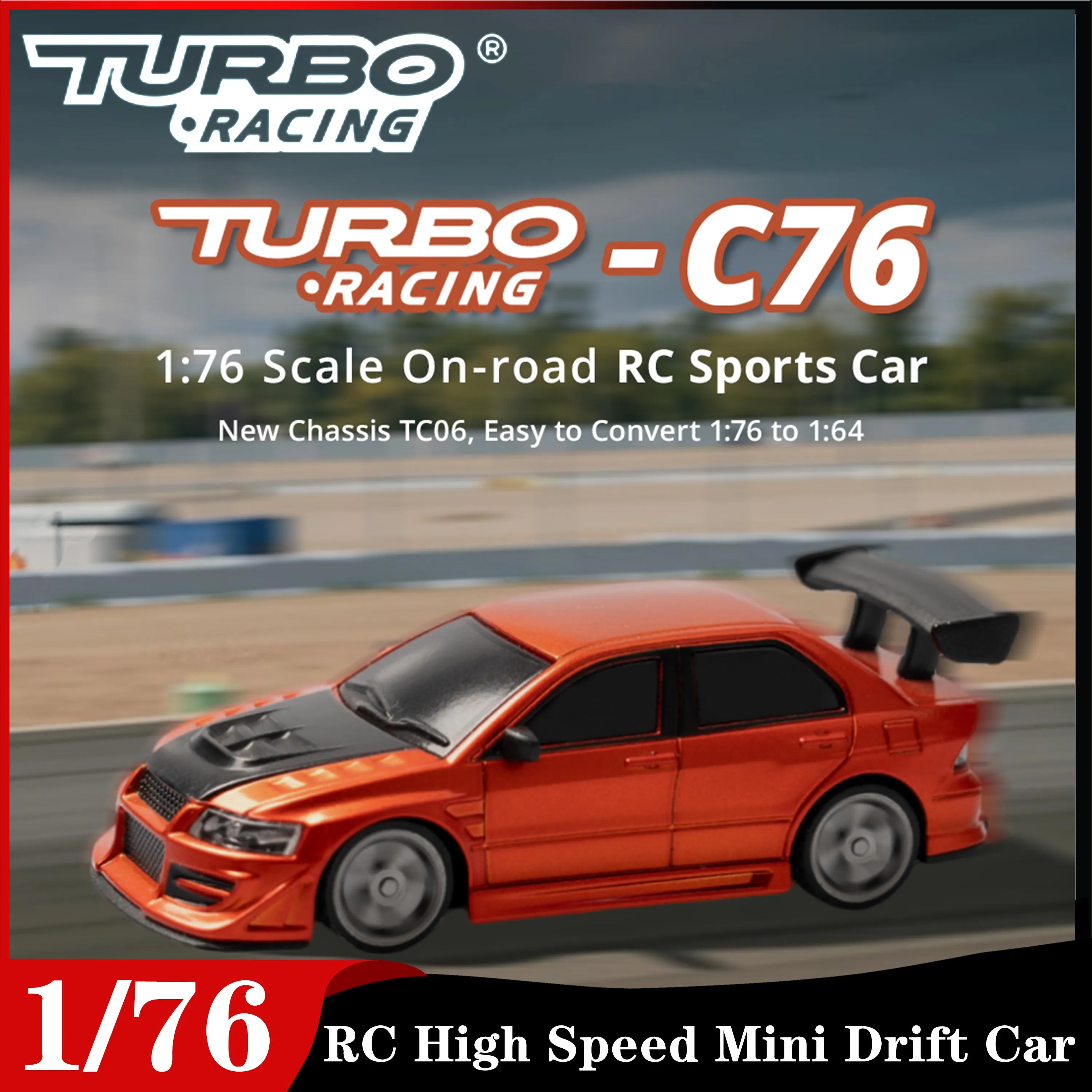 

Turbo Racing 1/76 C76 RC Electric Drift Car High Speed Mini Remote Control Racing Portable Desktop Toy for Adult Children's Gift