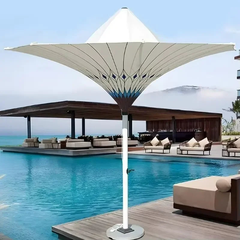 

UV Resistant Electric Sunshade Tulip Umbrella Lightweight Outdoor Waterproof LED Parasol for Garden Pool Villa Outdoor