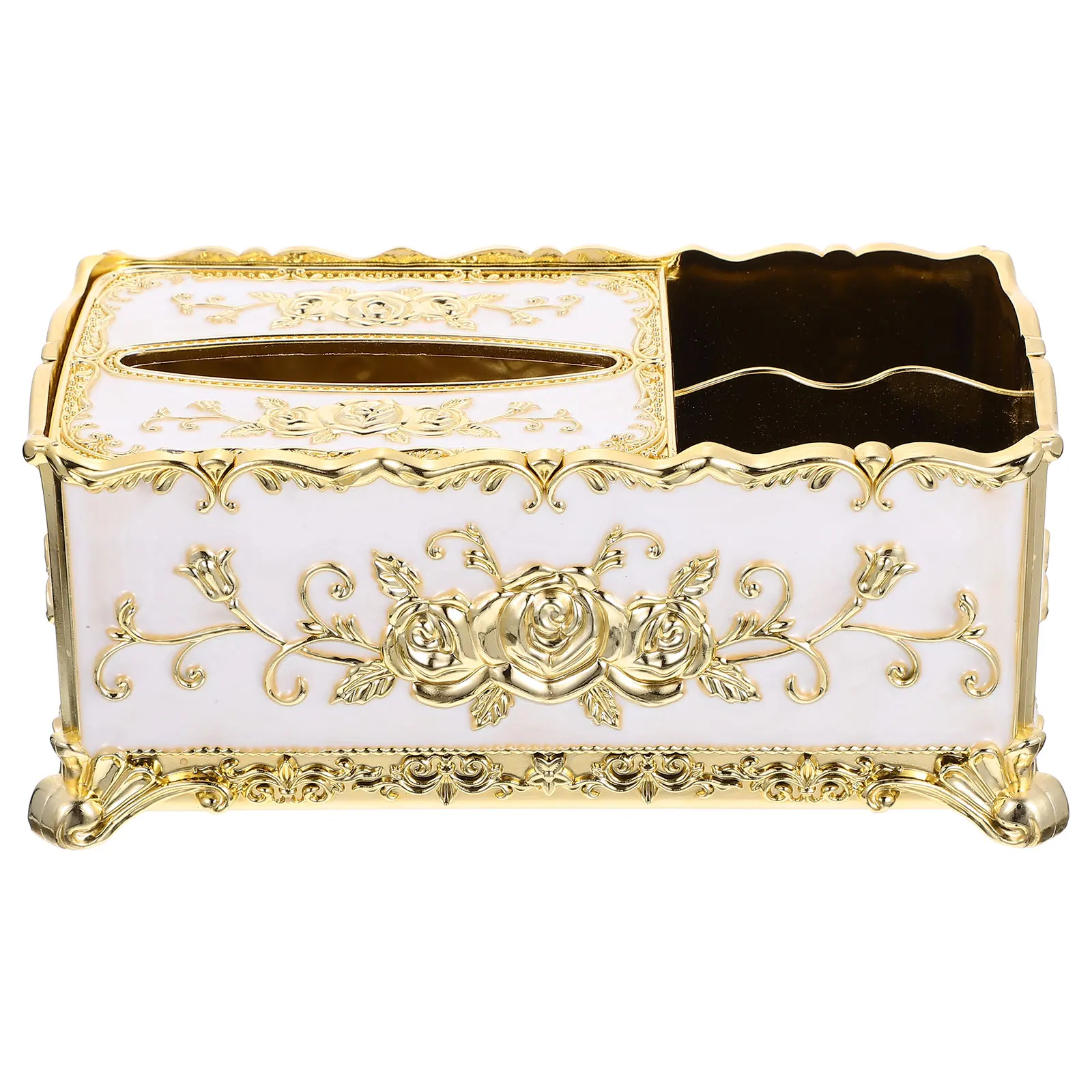 

Multifunctional Storage Box Tissue Holder Golden Plastic Napkins Baby Remote Control Organizer Household Paper Towel Dispenser