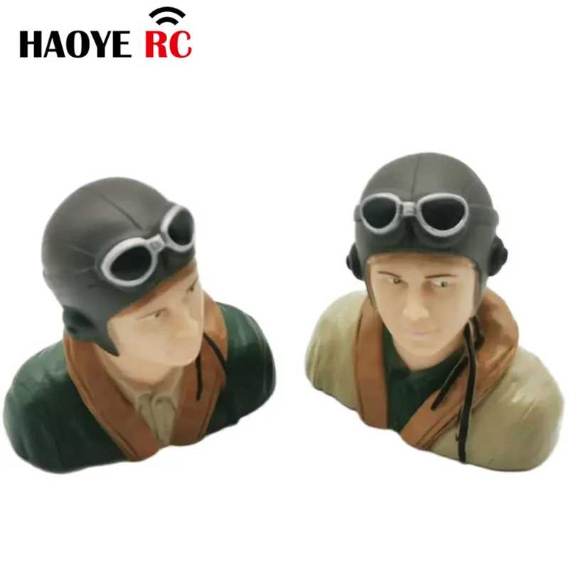 Haoye 1 Pc 1/6 1/9 Scale WWII Pilots Figures With Hat Toy Model For RC Plane Accessories Hobby Color Brown Army Green