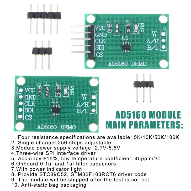 AD5160 Digital Potentiometer Module Potentiometer AD5160 5K/10K/50K/100K 256-step Adjustable