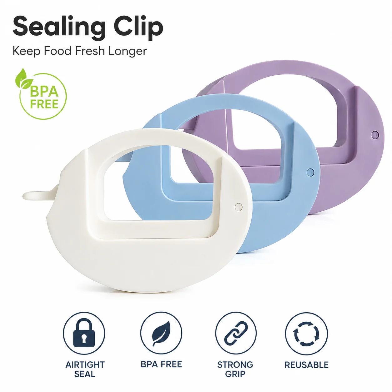 Reusable Food Storage Sealer Clip Airtight Snack Bag Sealing Clip Kitchen Fresh Keeping Clip for Chips & Frozen Food
