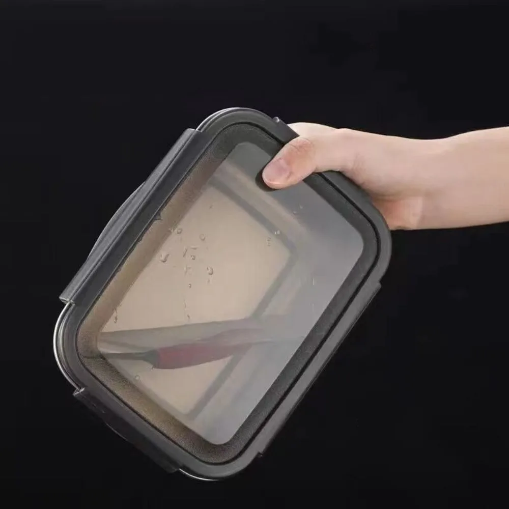 Large Capacity Stainless Steel Crisper Airtight Lid Sealed Pickle Box Korean with Handle Fresh-keeping Box Seafood
