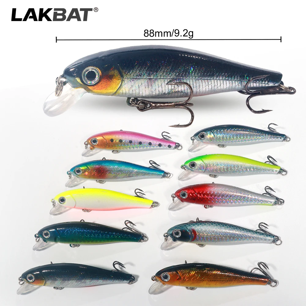 LAKBAT Schwimmender Minnow-Angelköder-Set 9,2g 8,8cm Wobbler Karpfen Bass Rassel-Swimbait 2/3/5 Stück Jerkbait Crankbait Hard Pesca – Detail 1