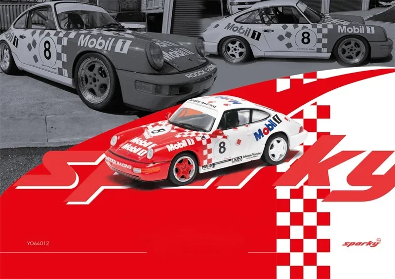 سباركي 1:64 911 964 Rs Mobil1 Cup 1993 # 8 نموذج سيارة دييكاست أزرق / أحمر أبيض