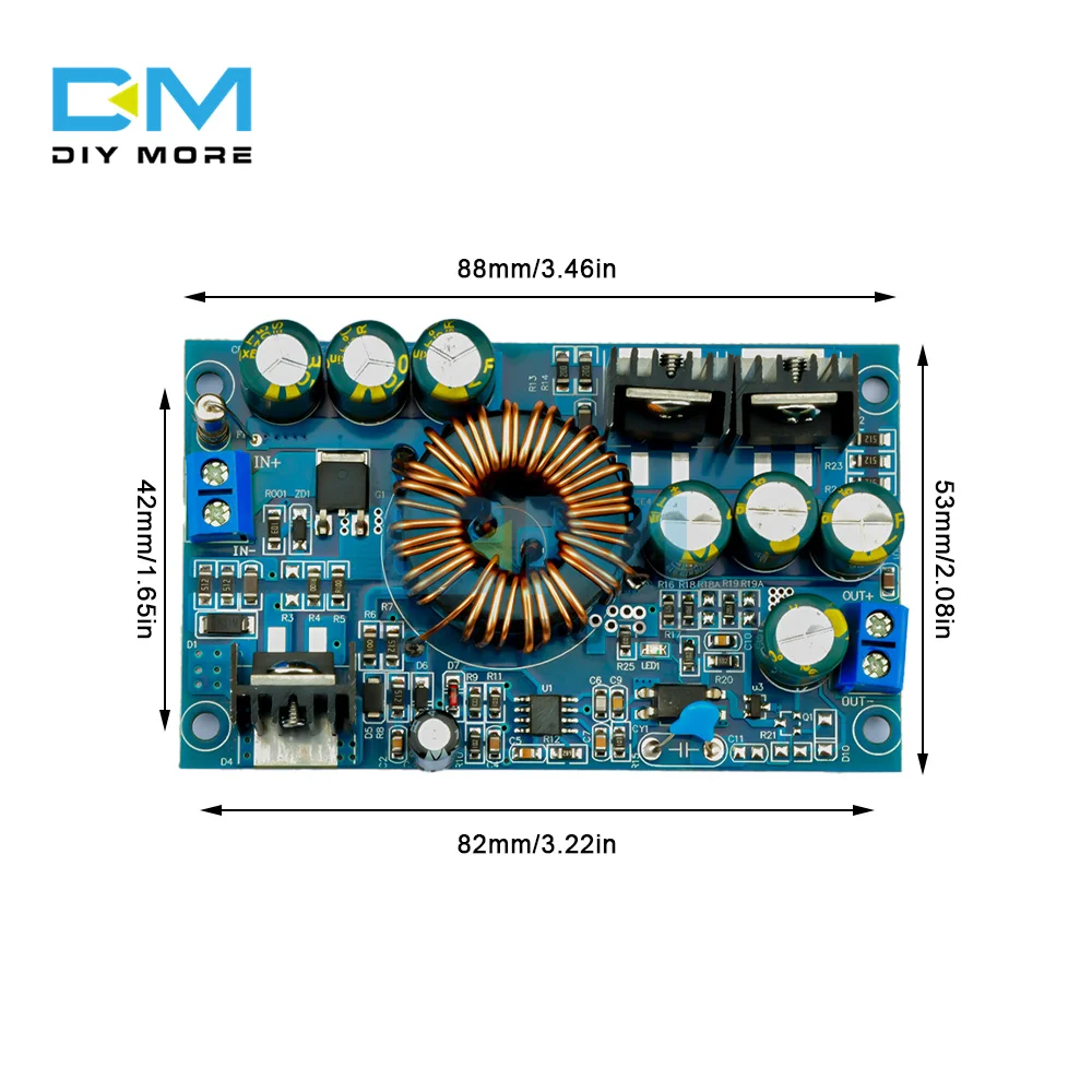 Placa de módulo de fuente de alimentación reductor de aislamiento de DC-DC, módulo convertidor de potencia de 12V-90V a 9V, 12V, 19V, 24V, 4A