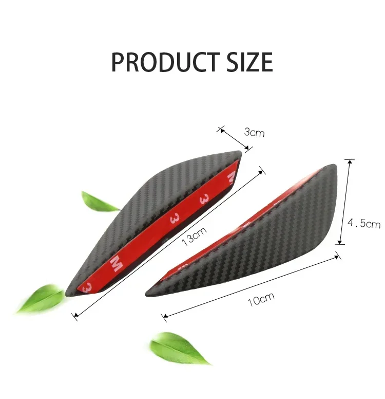Universal 4PCS Carbon Fiber Rubber Car Front Bumper Lip Splitter Fins Canard Spoiler Valence Protection Sticker Exterior Tuning