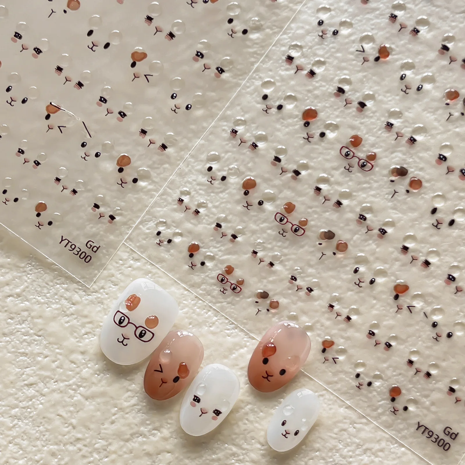 1Pcs Jelly Smiling Nail Stickers Cute winking Cool Sunglasses Powder Blusher Dot Self-adhesive Nail Products Nail Decoration DIY