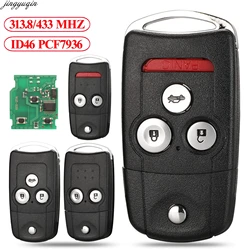 Jingyuqin Flip Remote Control Car Key 313.8/433MHZ ID46 PCF7936 Chip For Honda Accord CR-V Civil City Jazz HON66 2/3/4 Buttons