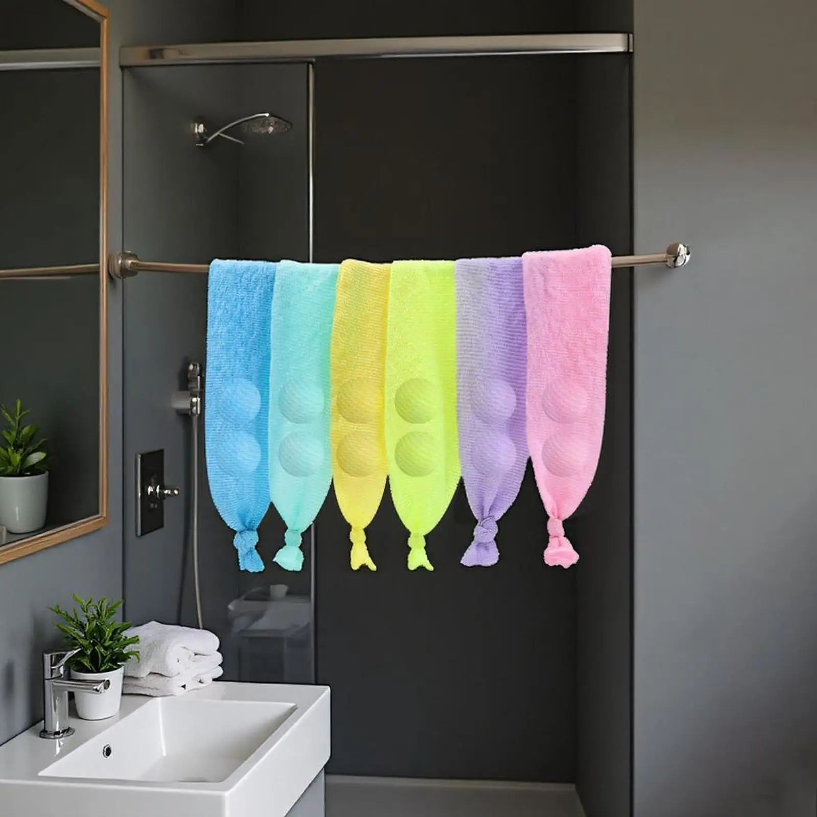 Long Exfoliating Back Scrubber Stretchable Shower Washcloth Soft Bath Towel for Unisex Skin Care