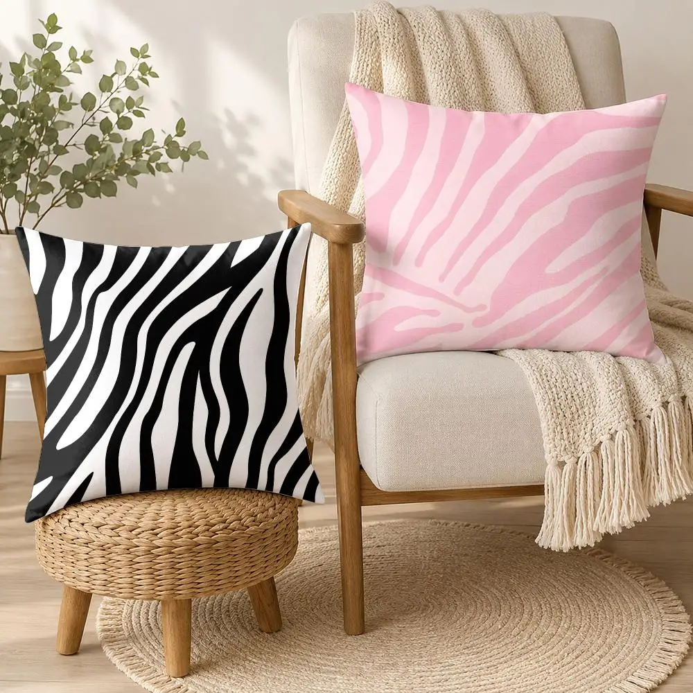 Zebra Stripes Pattern Cushion Cover Square Decorative Throw Pillow 40x40cm For Sofa Bedroom Living Room Home Decor