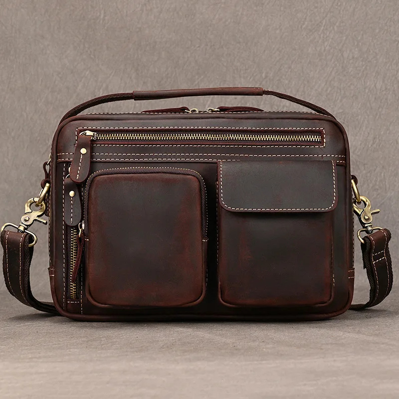 

Sling Handbag Shoulder Bags Multi-functional Man Commuting Retro Shoulder Bags Simple Leather Bag Un Sac Épaule MHDJB