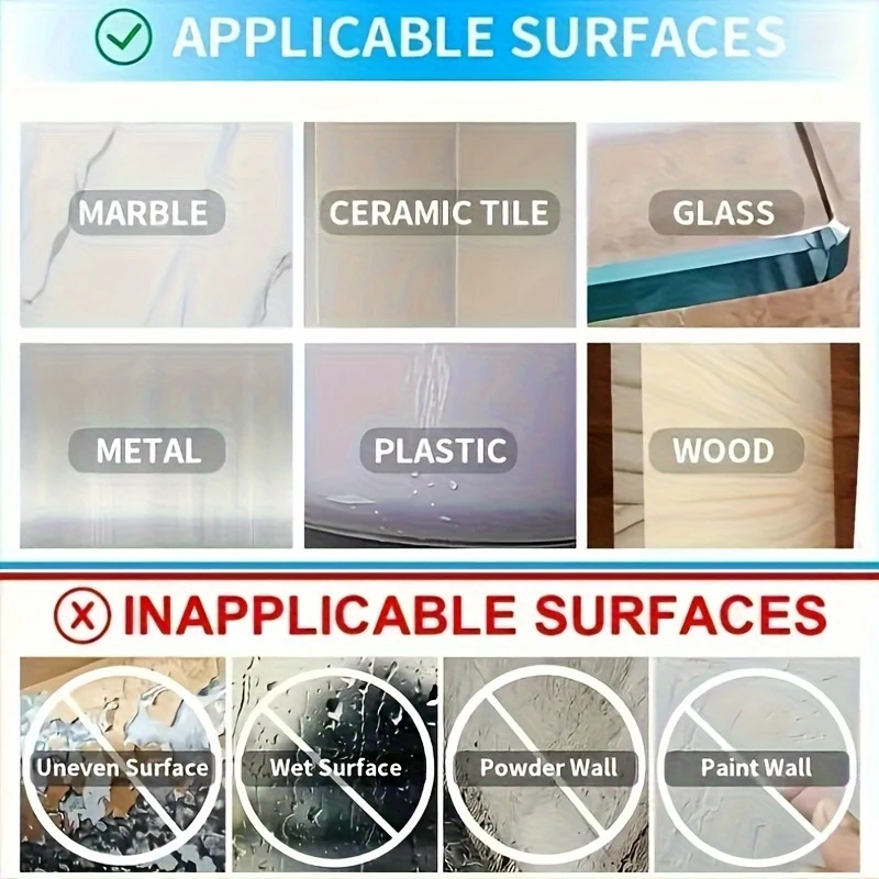 100Pcs Heavy Duty Double Sided Strong Adhesive Transparent Tape, No Drill No Nail Mount Tape for Glass Metal Plastic Stone Drywa