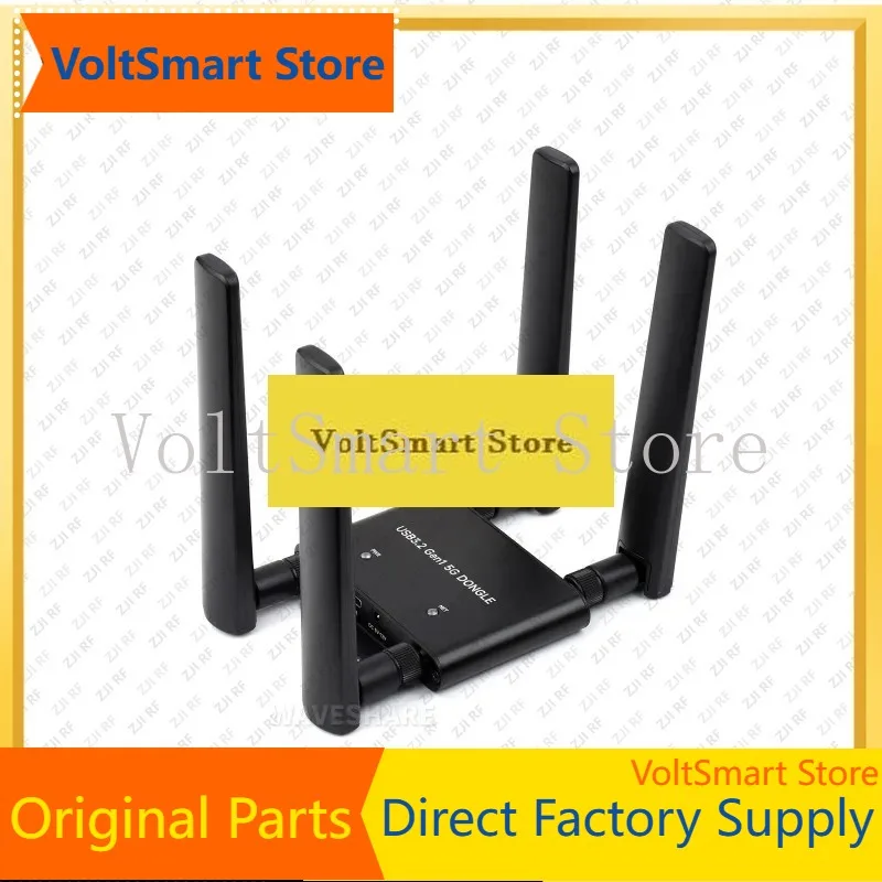 VoltS5G DONGLE Expansion Board, USB 3.2 Port, Aluminum Alloy Case, Quad Antennas, Onboard M.2 Key B Interface, Options For 5G Mo
