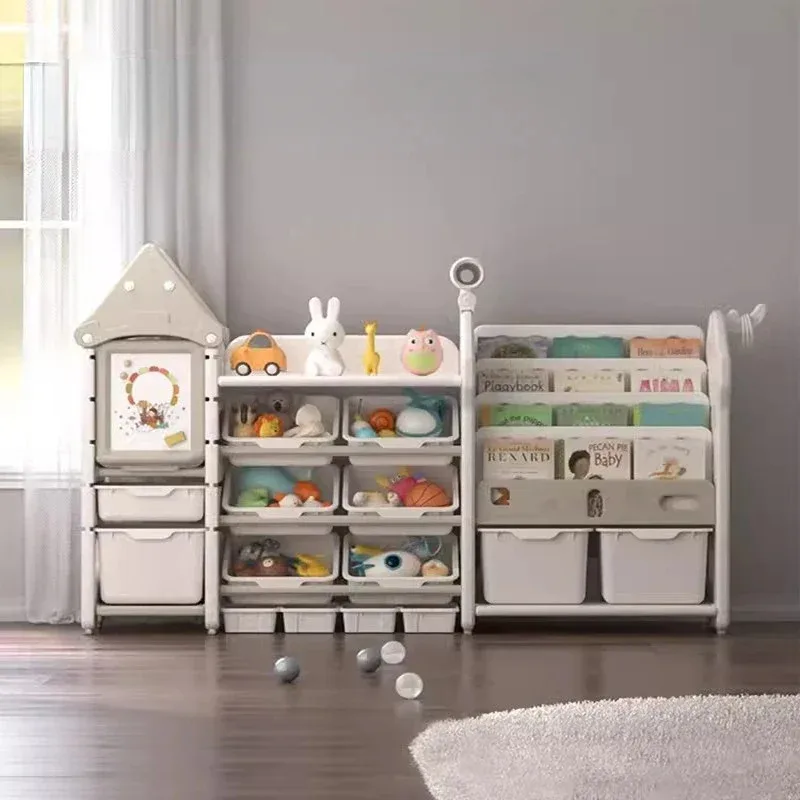 Toy Rack Storage Cabinet Storage Cabinet Multi-layer Combination Bookshelf 2-in-1 Plastic Storage Organizer plastic box