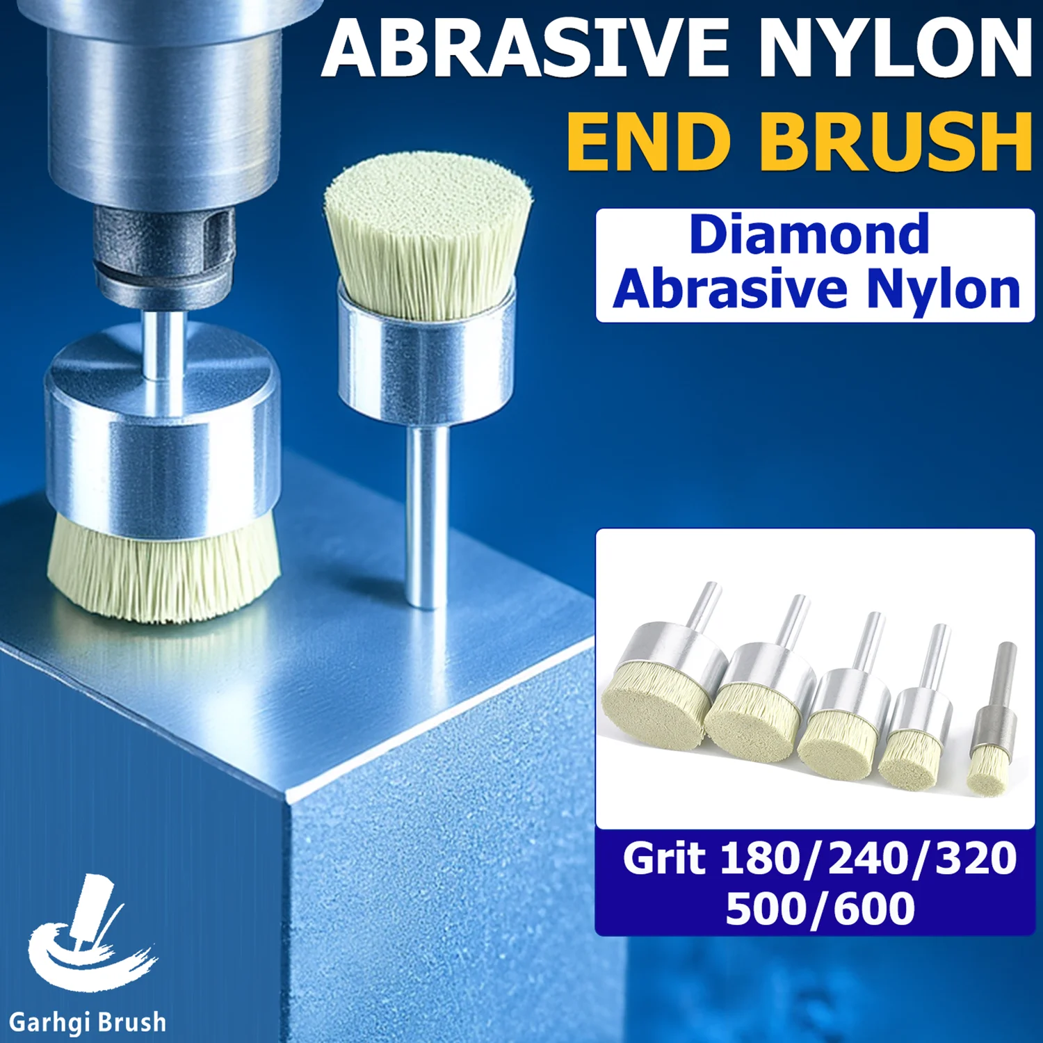 

Алмазная абразивная нейлоновая торцевая щетка с зернистостью 600, алюминиевый металлический инструмент для снятия заусенцев, полировки поверхности, очистки и удаления, мощный вращающийся инструмент