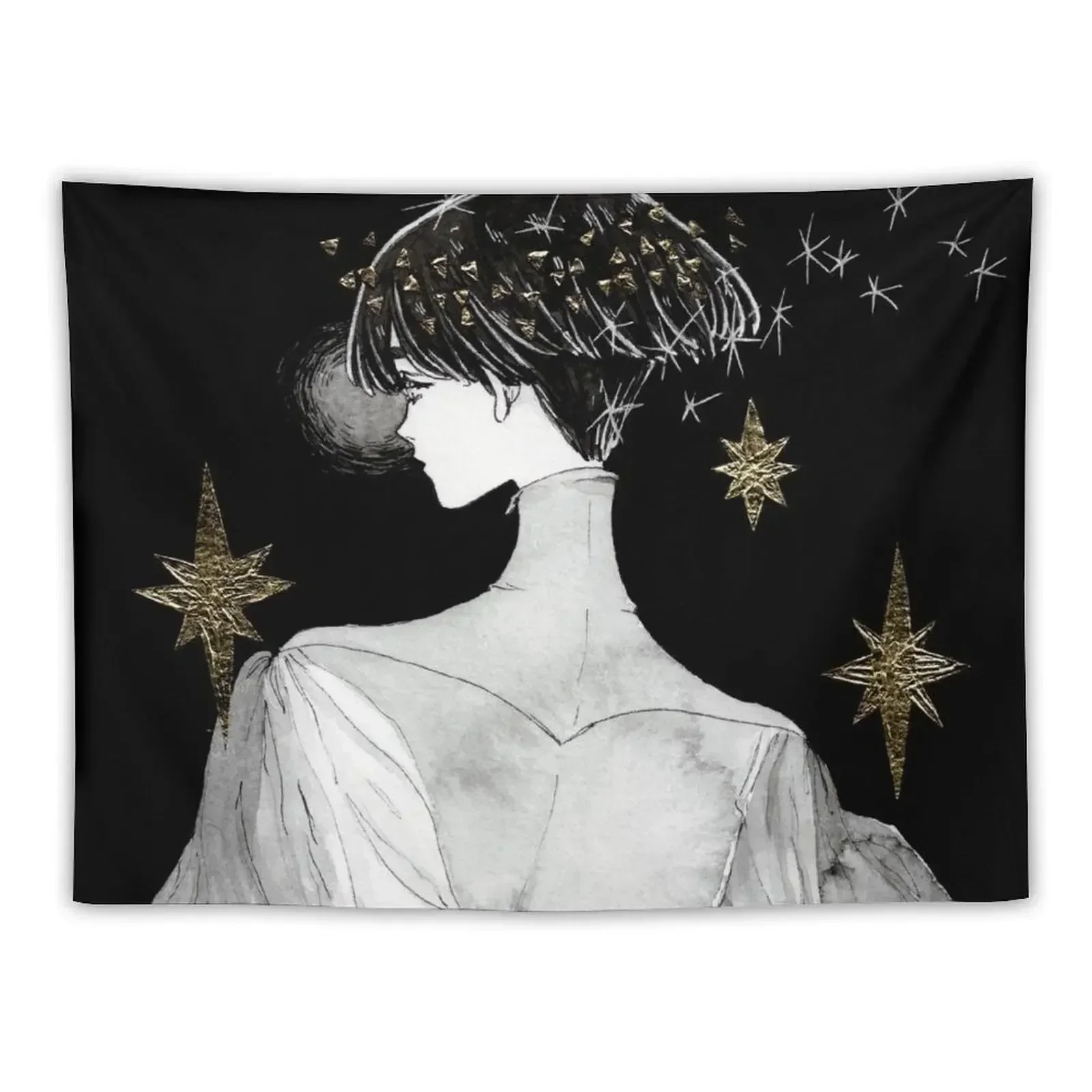 

gold stars phos Tapestry Things To Decorate The Room Carpet Wall Cute Decor Room Aesthetic Tapestry