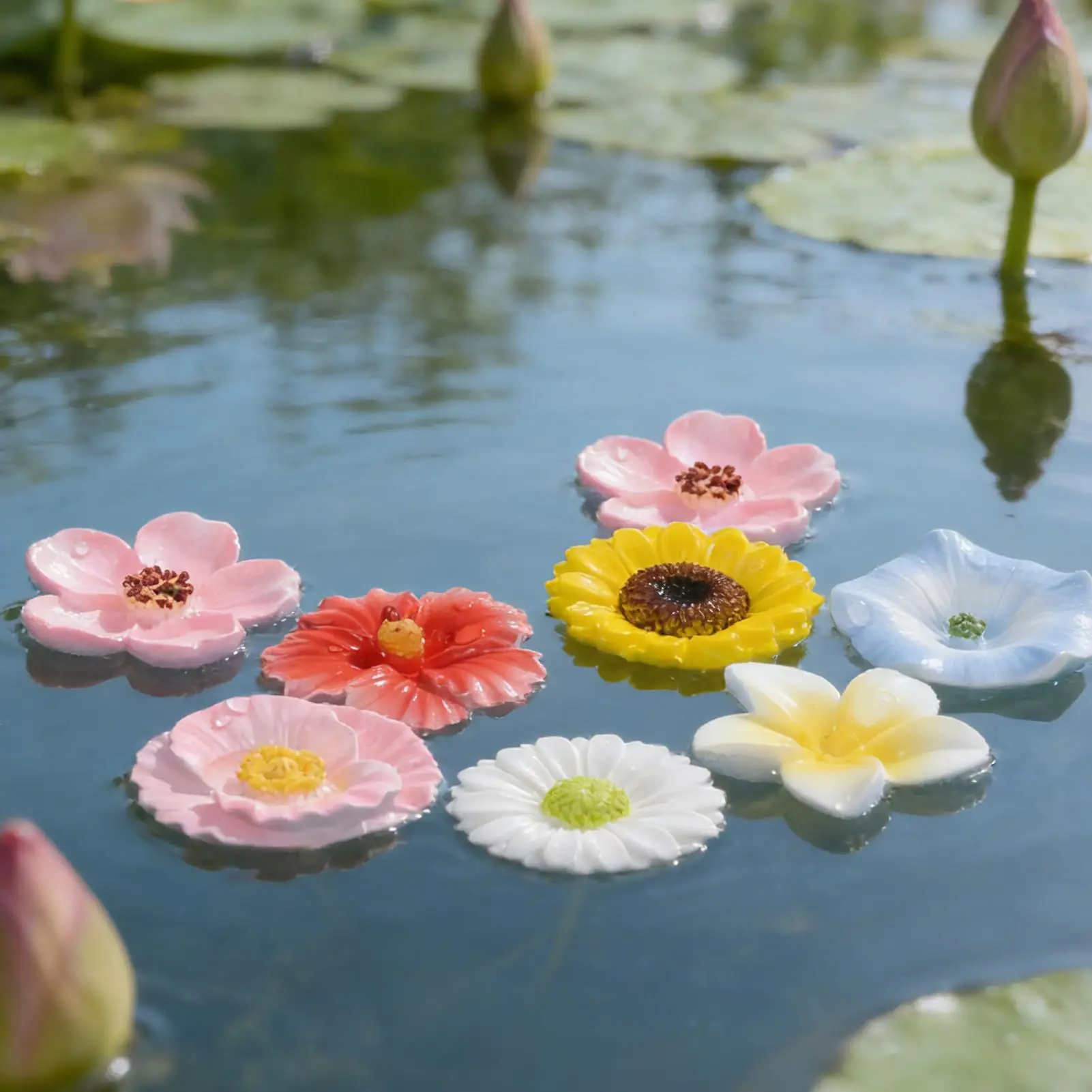 Bee Waterer 8 Pieces Aesthetic Weatherproof Flower Bee Watering Station Outdoor Bird Feeder for Backyard Patio Landscape Pond