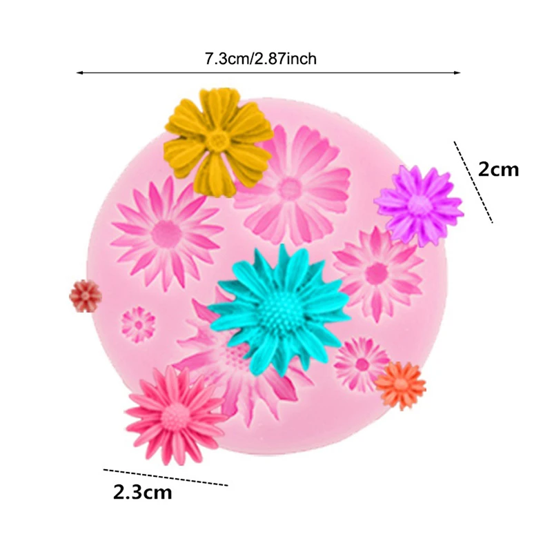 1pc Flower Silicone Mold Mini Rose Daisy Chrysanthemum Plumeria Clay Plaster Mold Candy Fondant Cupcake Topper Baking Tool