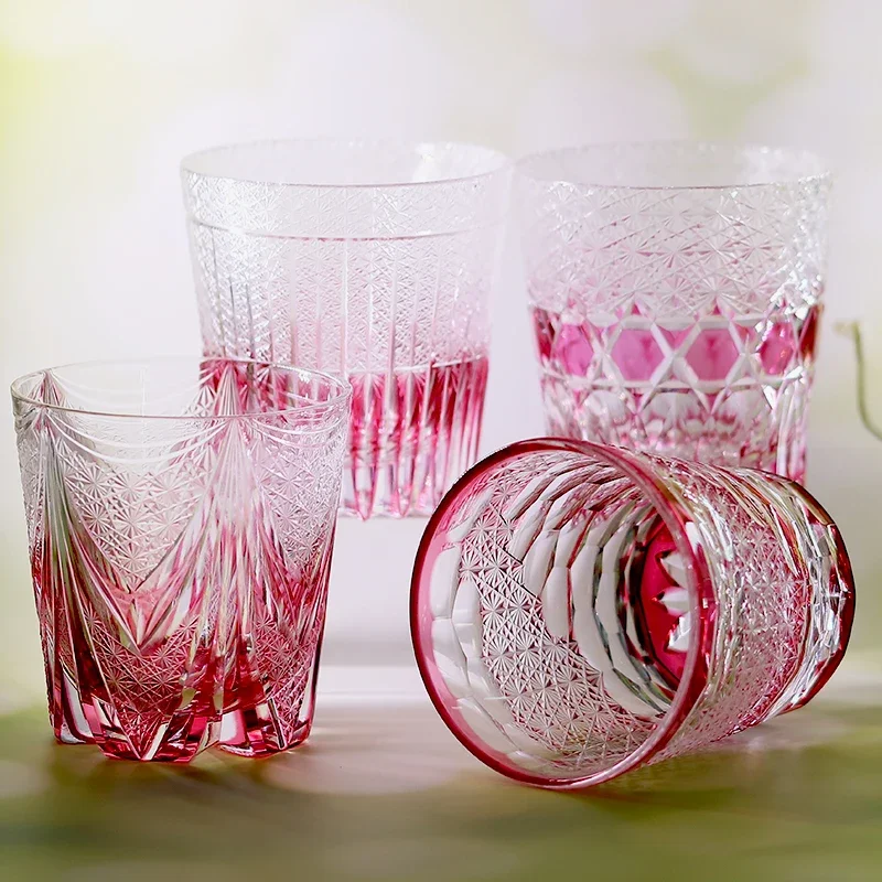 320ml Luxury Gold Pink Lead-Free Crystal Whiskey Glass Hand-Engraved Iced Coffee And Rum Cocktail Glasses for Bahama Mama Drinks 3