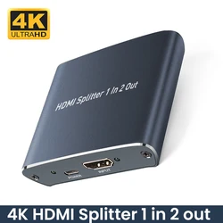 HDMI Splitter 1 in 2 Out - 1x2 HDMI Display Duplicate/Mirror 1 Input to 2 Output Powered Splitter Full HD 1080P, 4K @ 30Hz