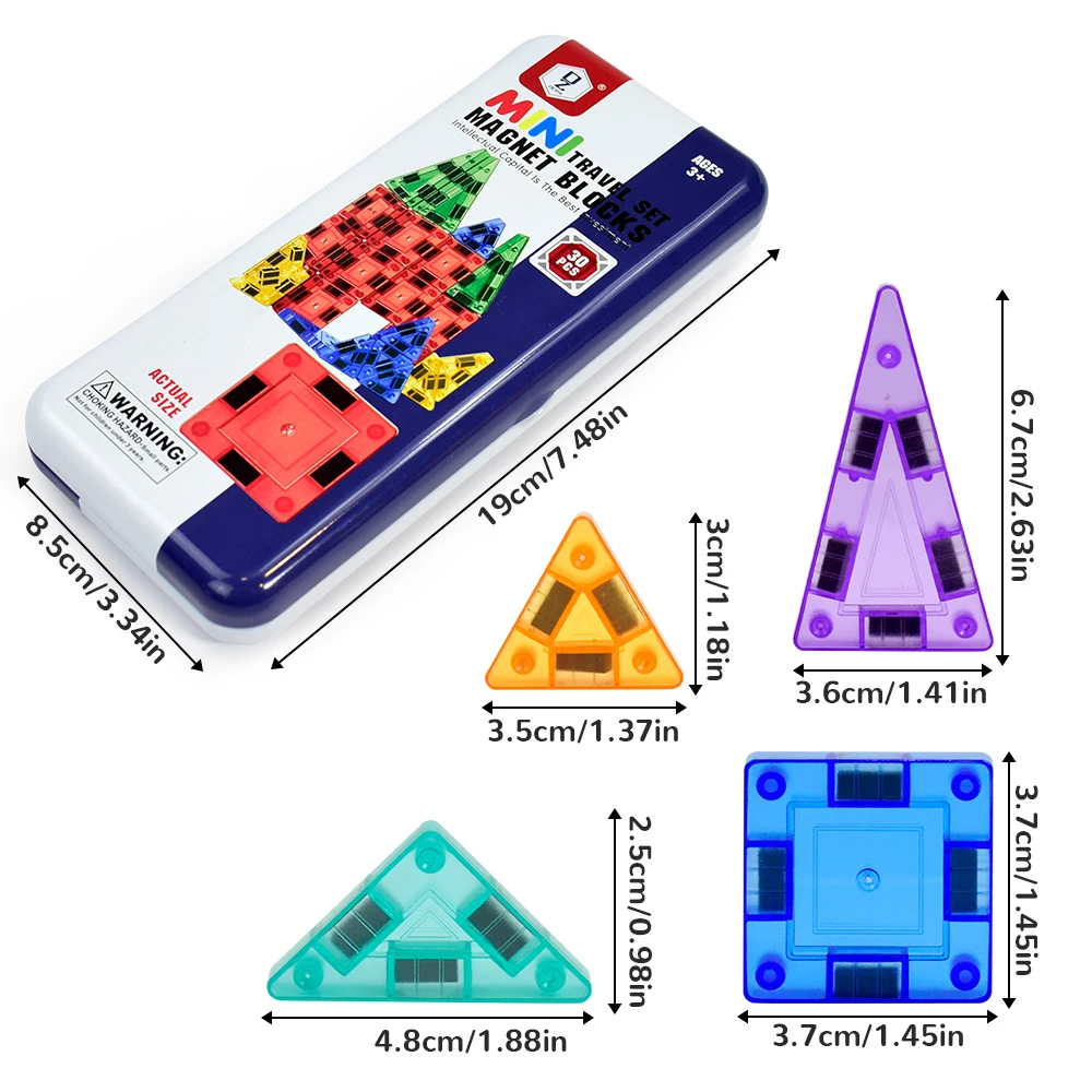 مجموعة بناء مغناطيسية للسفر، مكعبات بناء بلاط مغناطيسية صغيرة ثلاثية الأبعاد للأطفال