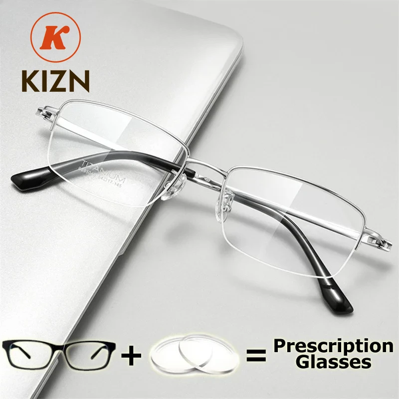 

Очки KIZN из чистого титана, гибкие оптические очки, мультифокальные прогрессивные линзы по рецепту, очки для чтения с блокировкой синего света