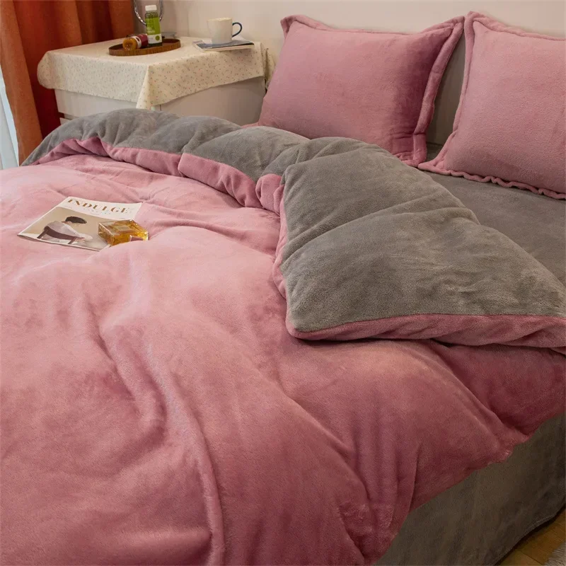 1PC Winter Double-sided Fluffy Flannel Duvet Velvet Cover Single & Double Size Duvet Cover Bed Sack Warm Plush Quilt Cover