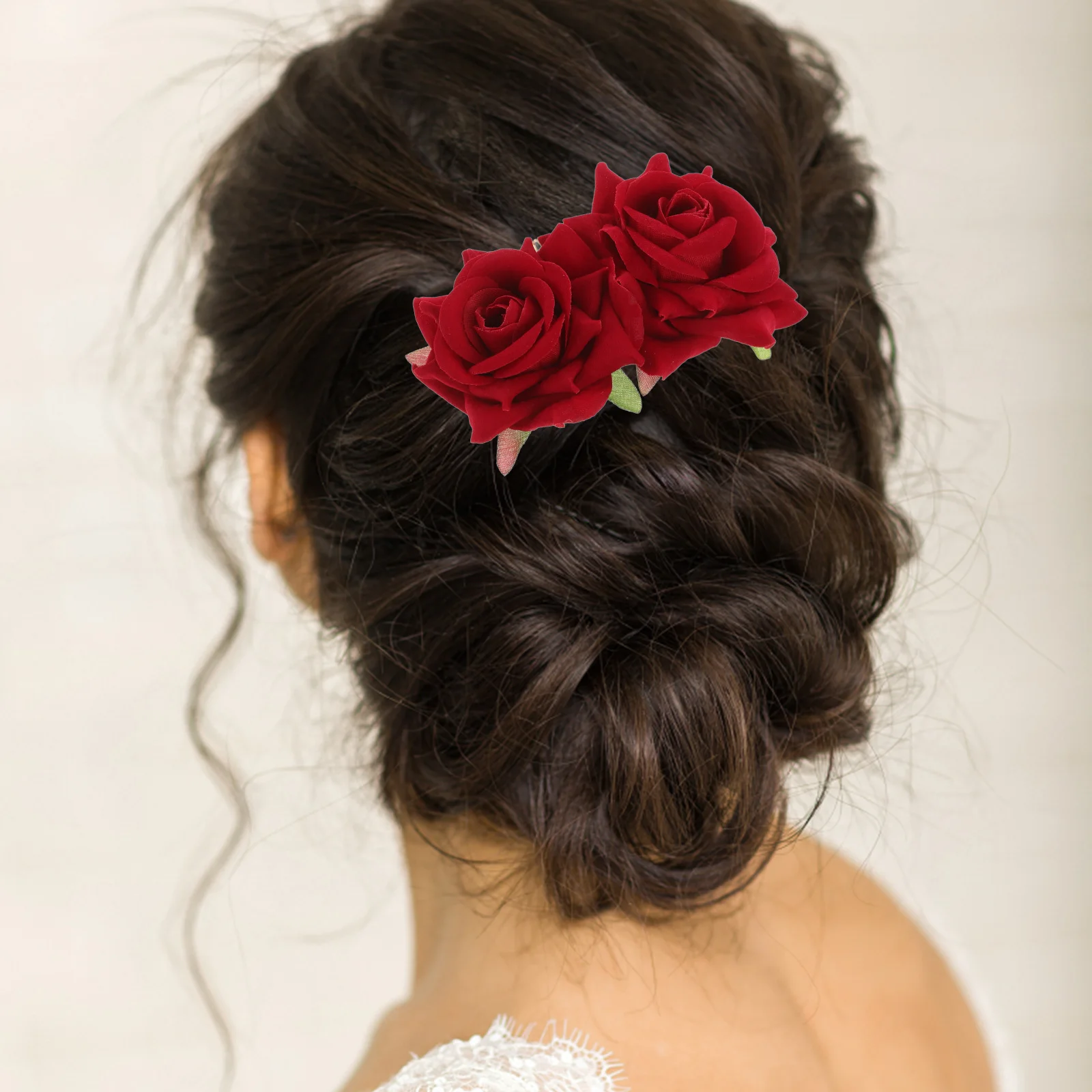 

2 Pcs Hair Decorations for Artificial Flowers Comb Bridal Combs Wedding Accessories Clip Rose Clips Women Side