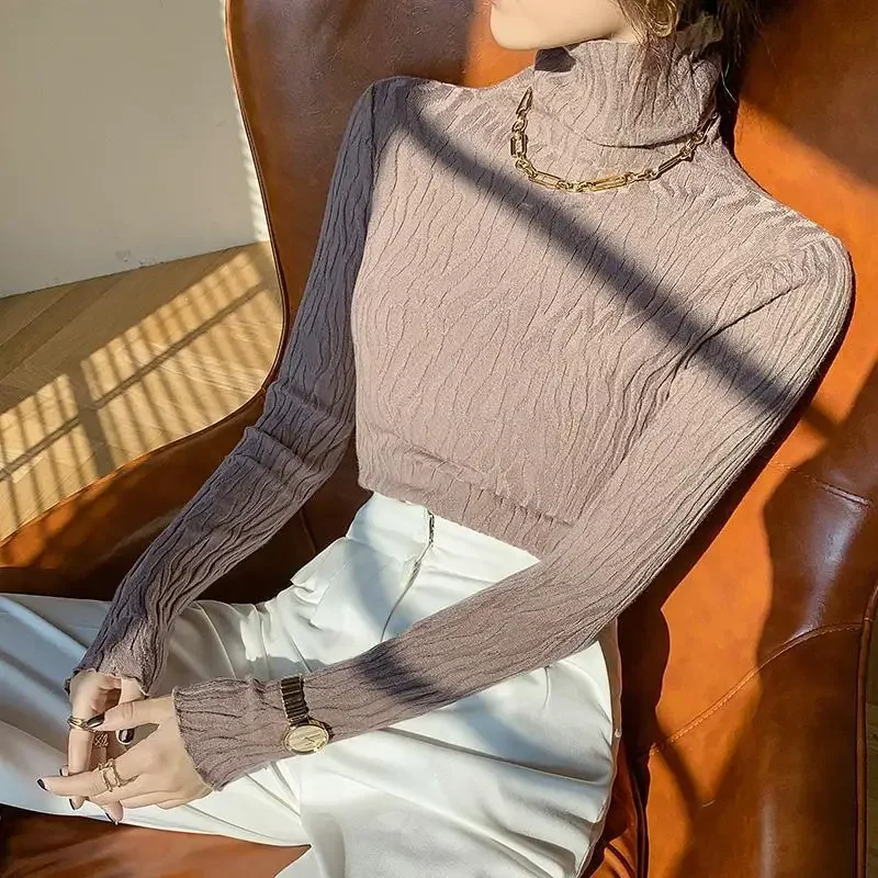

Female Pullover Autumn New Knitwear Knitted Sweaters for Women Turtleneck Korean Style Jumper Fashion Sueters De Mujer Fall 2024