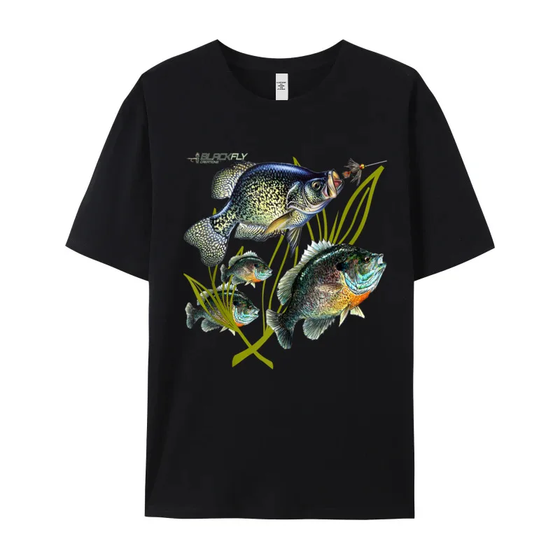 Black Fly Crappie Bluegill Fishing Tshirts Gift Idea Slogan Labor Day Tops Tees Newest Tops Shirt Round Collar 100% Cotton