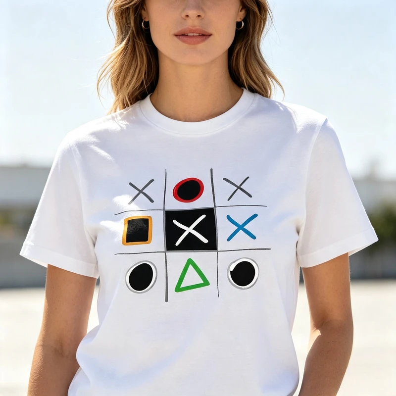 Tic Tac Toe Game Symbol Graphic T Shirt Classic X O Triangle Square Circle Print Pure Cotton Short Sleeve Unisex Casual Tee