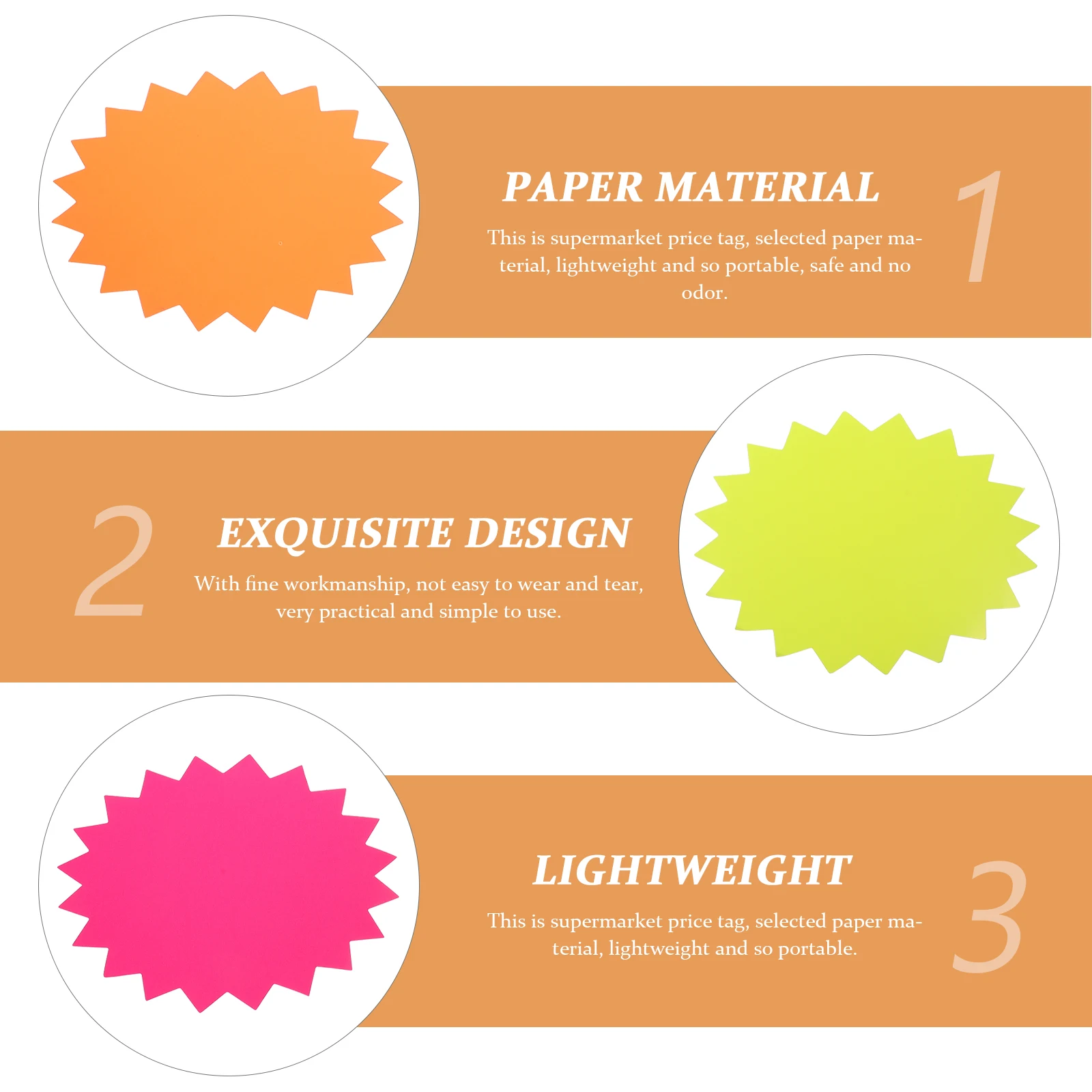 

120Pcs Fluorescent Paper Price Tags Explosion Shape Blank Labels for Retail Store Supermarket Market Price Display