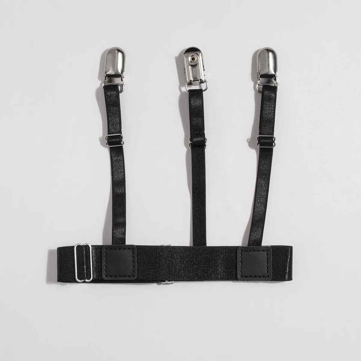 2 buah sabuk tetap kemeja pria dengan klem pengunci kaus elastis dapat diatur pemegang kemeja garter tali Suspender paha kaki