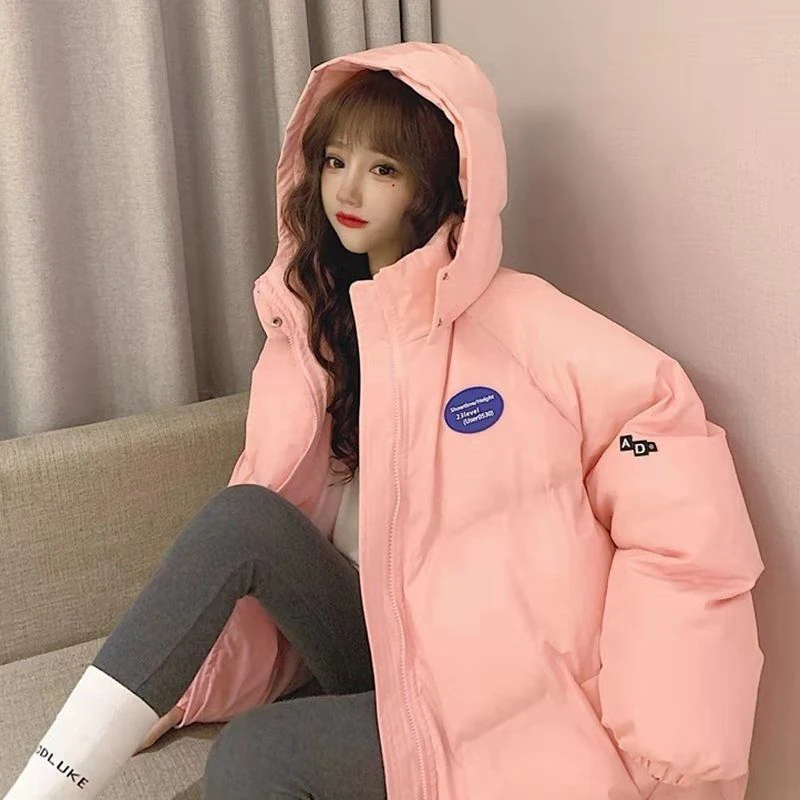 Imagem -04 - Algodão Acolchoado Cabolsa com Capuz 2023 Inverno Novo Estudante para Mulheres Engrossar Quente Parkas Mulher Zíper Solto Whiter Parka Outerwear