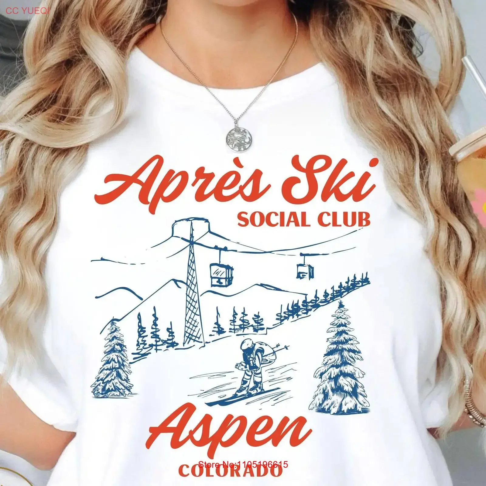 تي شيرت After Ski Aspen تي شيرت Colorado Club Vintage Mountain Snow Social Vintage ملابس مصممة مغسولة وناعمة ومسامية