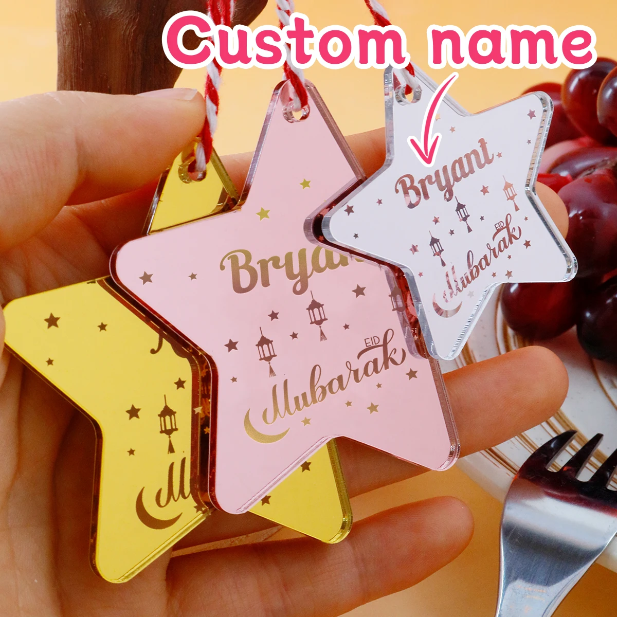 Custom Ramadan Star Hanging Ornament, Personalized Eid Mubarak Name Tag, Home Decor, Ramadan Decorations For Home,