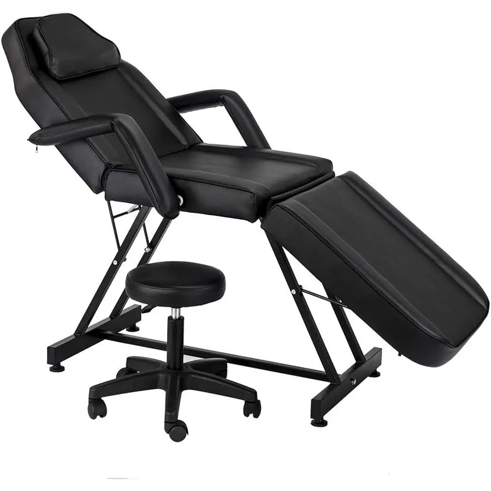 

Adjustable Height 3-Section Massage Table with Sn Chair, Armrests, and Hydraulic Stool for Beauty Spa
