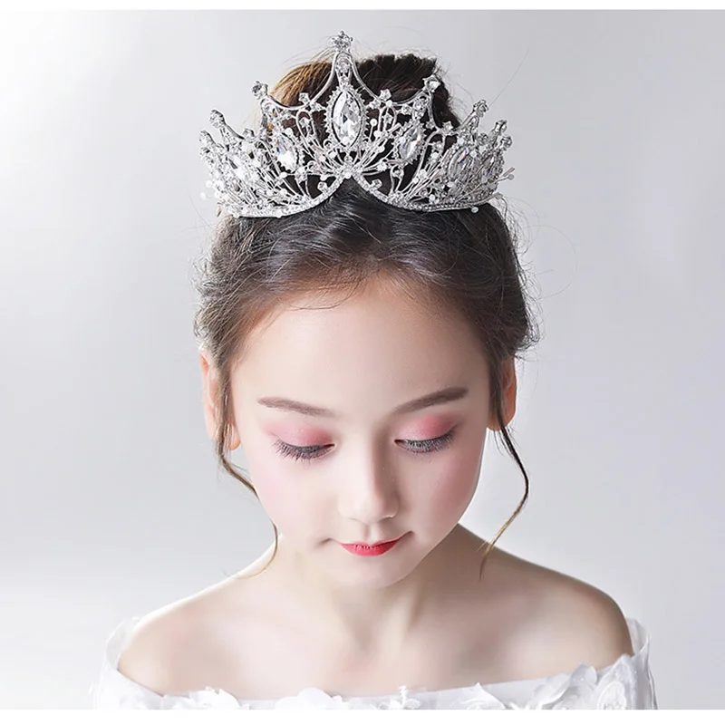 Children Bridal Crown Kids Tiara Baby Princess Headdress Girls Crowns Crystal Girl Birthday Catwalk Hair Accessories2023