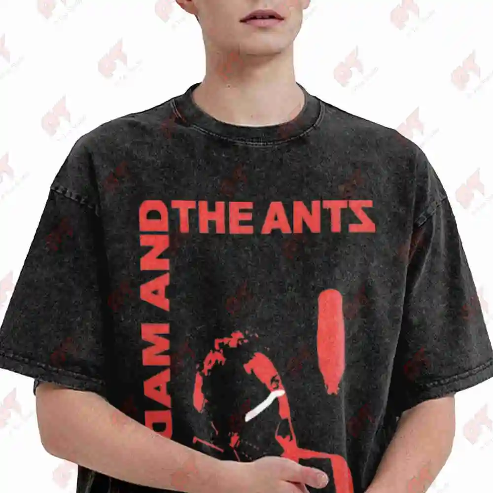 Adam And The Ants Vintage Band Logo Vintage Washed Tee Pure Cotton T-Shirt