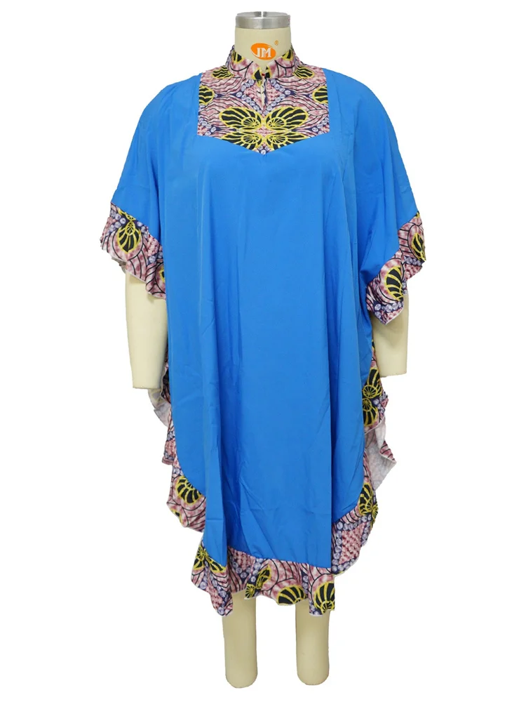 Wmstar plus size vestido feminino retalhos áfrica maxi vestido roupas formal decote em v solto floral impressão elegante atacado dropshipping