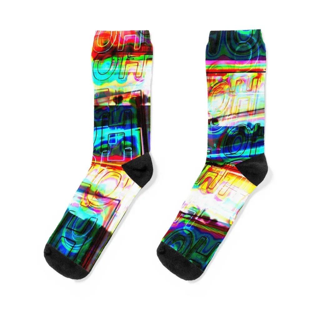 

Oh-Oh Neon Letters Dark Urban Glitch Socks christmas gift luxe Woman Socks Men's