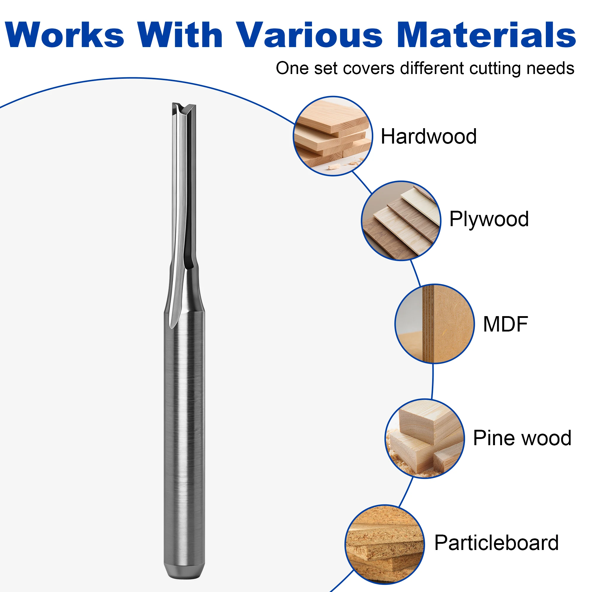 6mm 1/4-inch Shank Double-Edged Straight Flute Milling Cutter Flat-Bottom V-Bit Carbide Engraving Tool for Woodworking